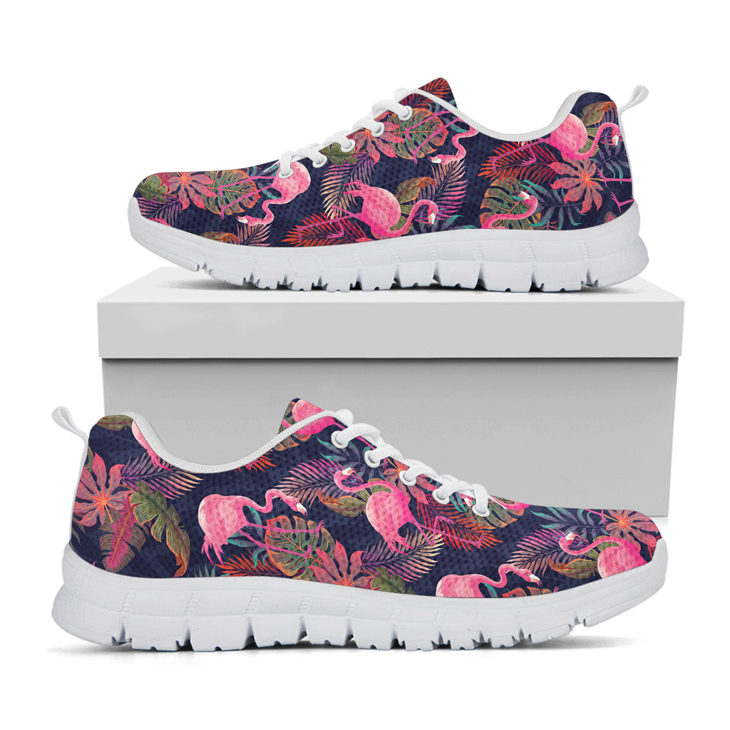 Tropical Flamingo Aloha Pattern Print White Sneakers