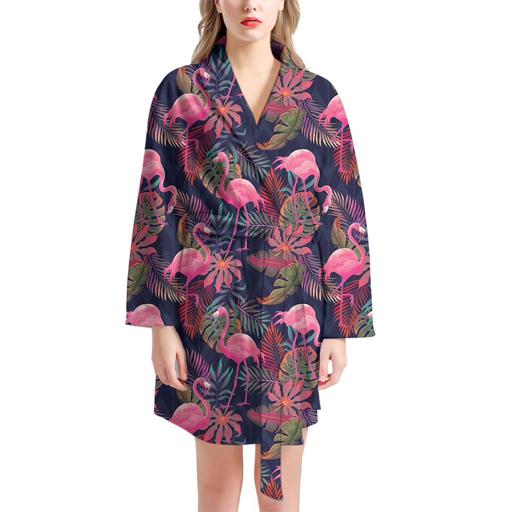 Tropical Flamingo Aloha Pattern Print Women's Bathrobe