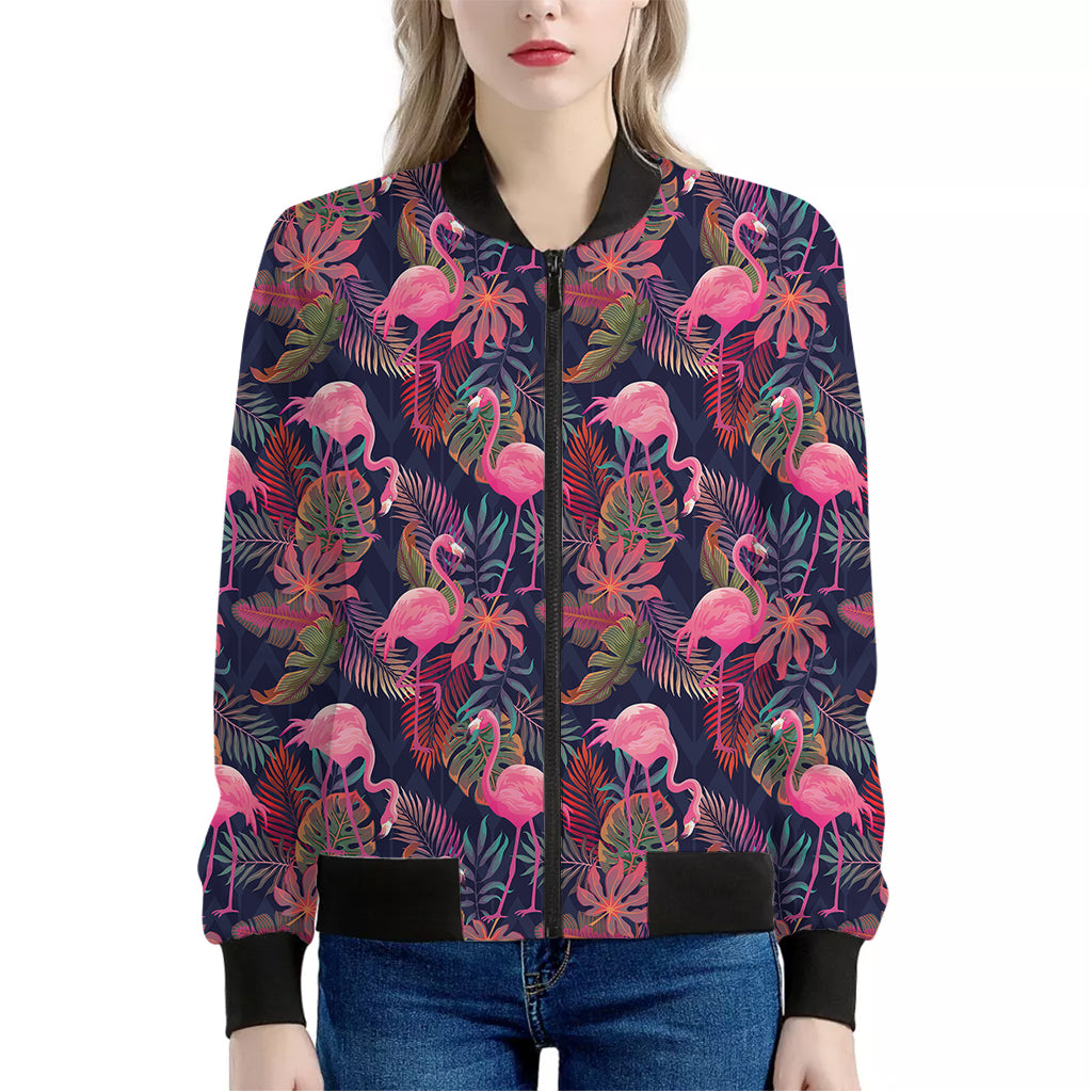 Tropical Flamingo Aloha Pattern Print Women's Bomber Jacket