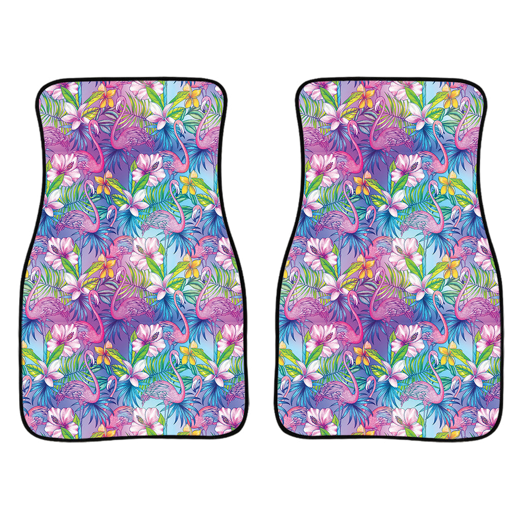 Tropical Flamingo And Hibiscus Print Front Car Floor Mats