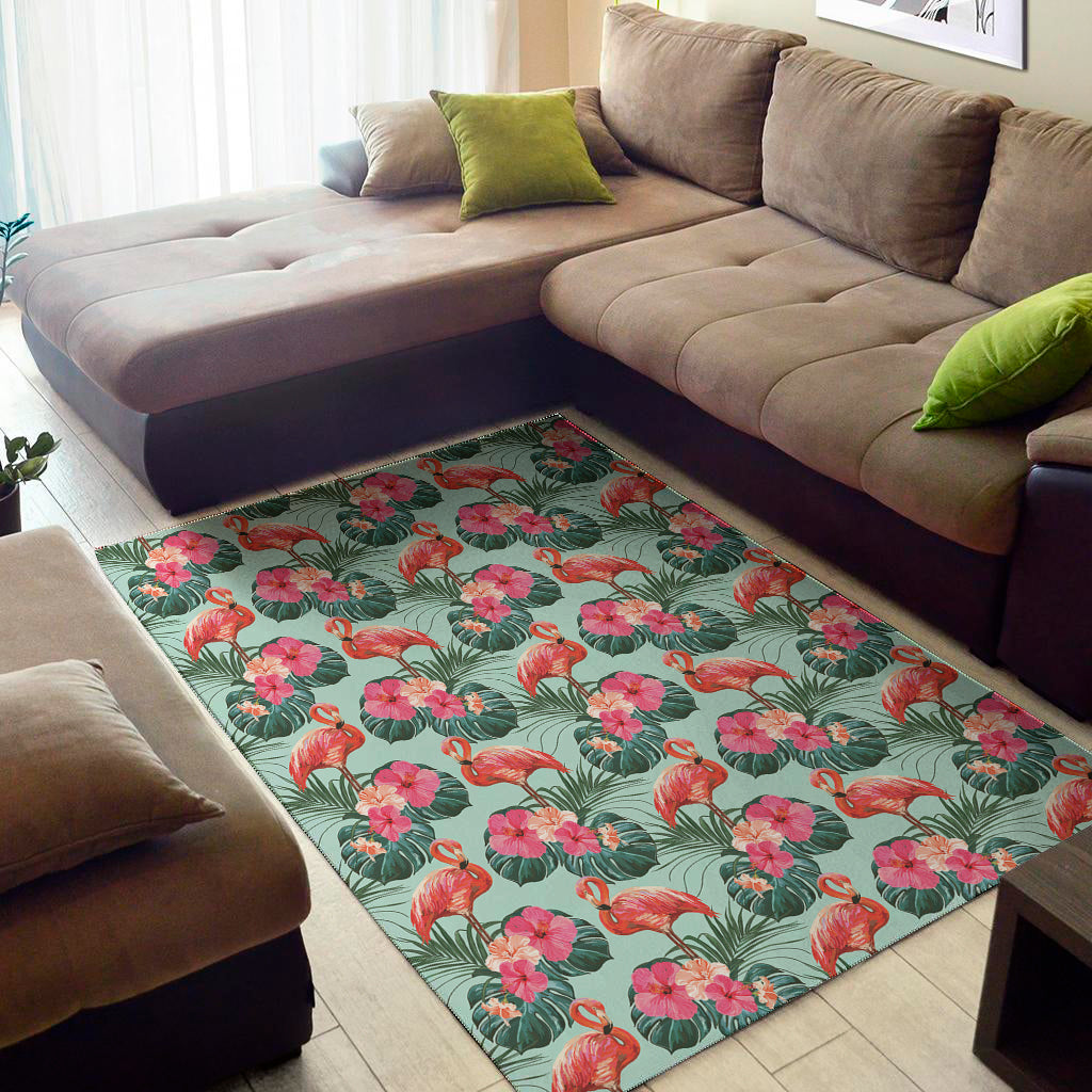 Tropical Floral Flamingo Pattern Print Area Rug