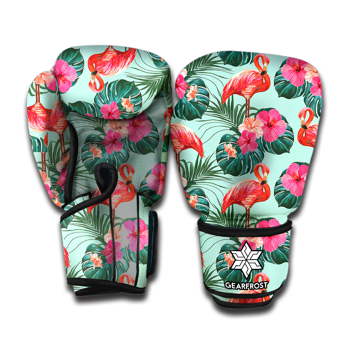 Tropical Floral Flamingo Pattern Print Boxing Gloves