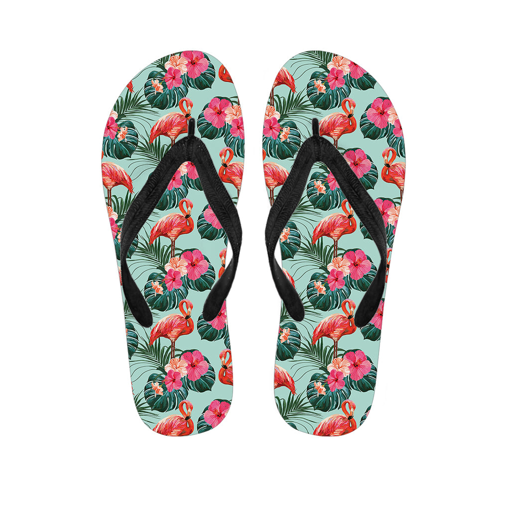 Tropical Floral Flamingo Pattern Print Flip Flops