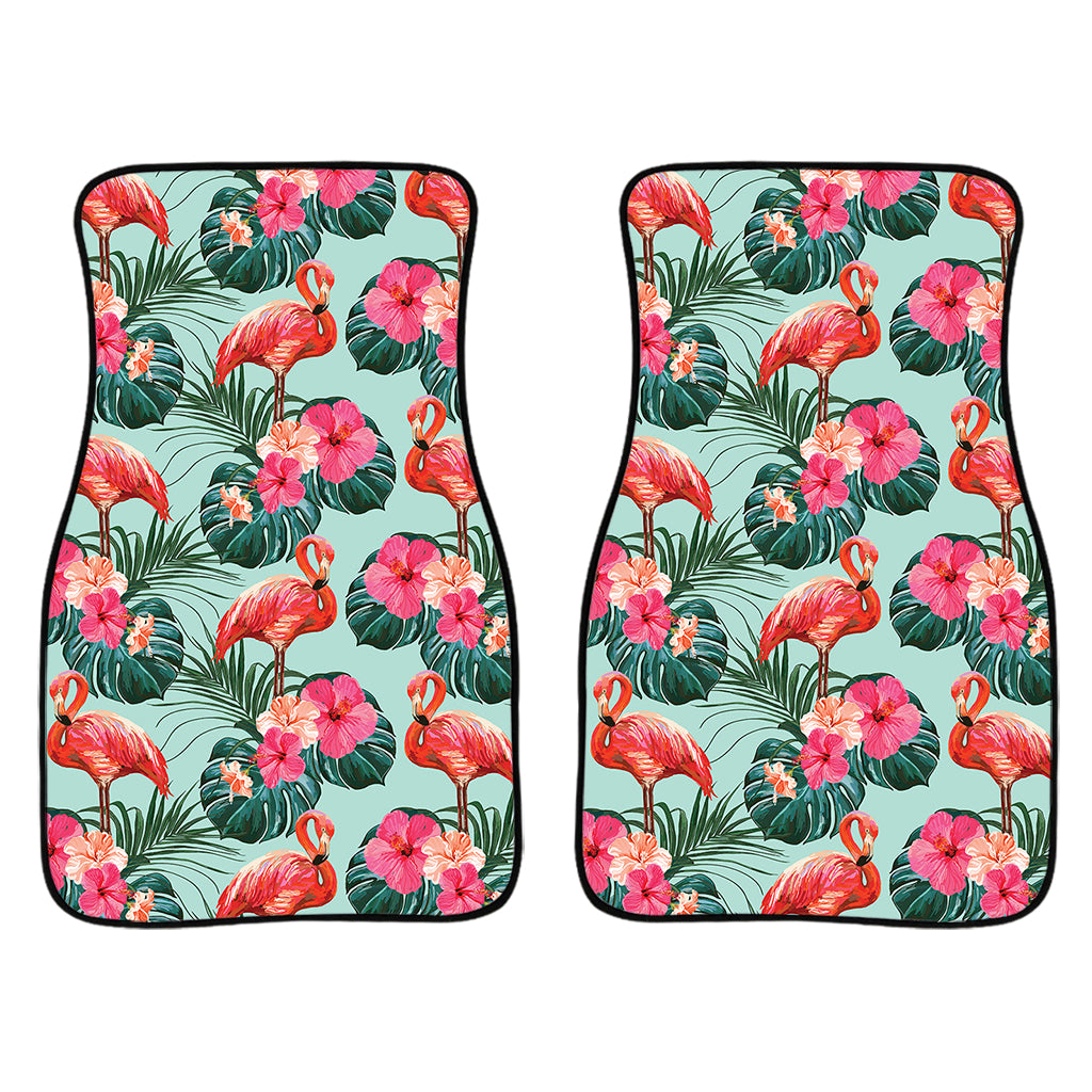 Tropical Floral Flamingo Pattern Print Front Car Floor Mats