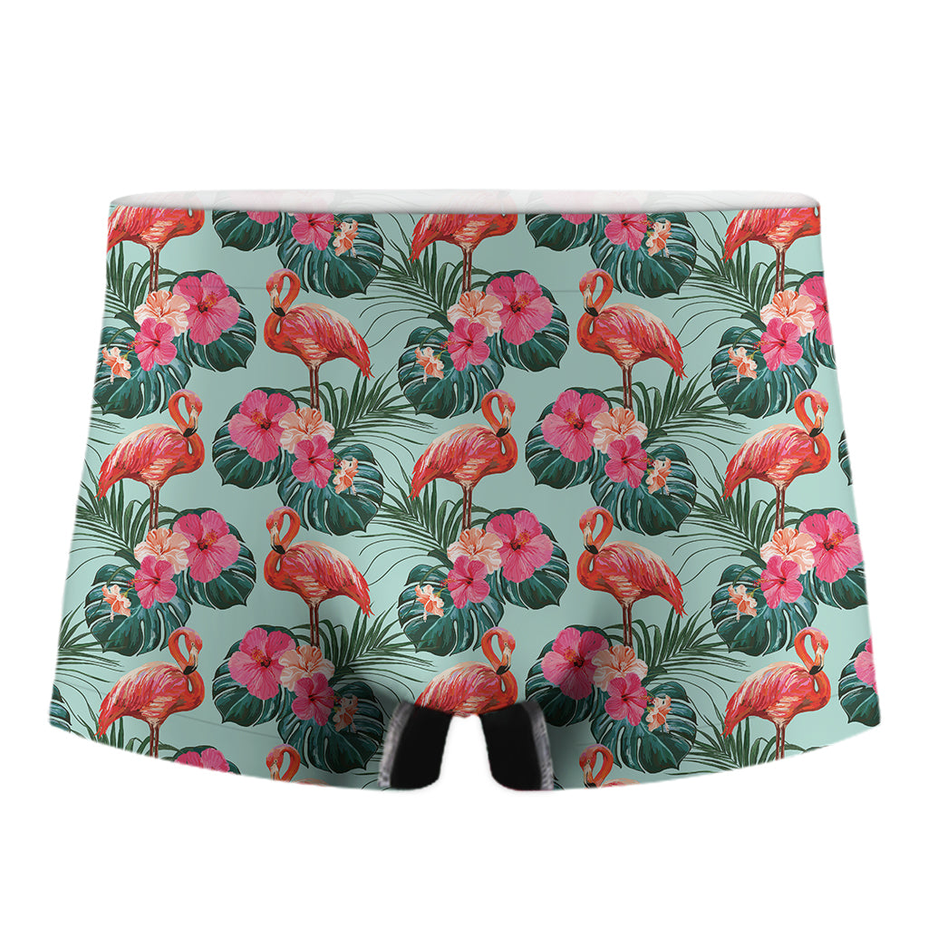 Tropical Floral Flamingo Pattern Print Men's Boxer Briefs