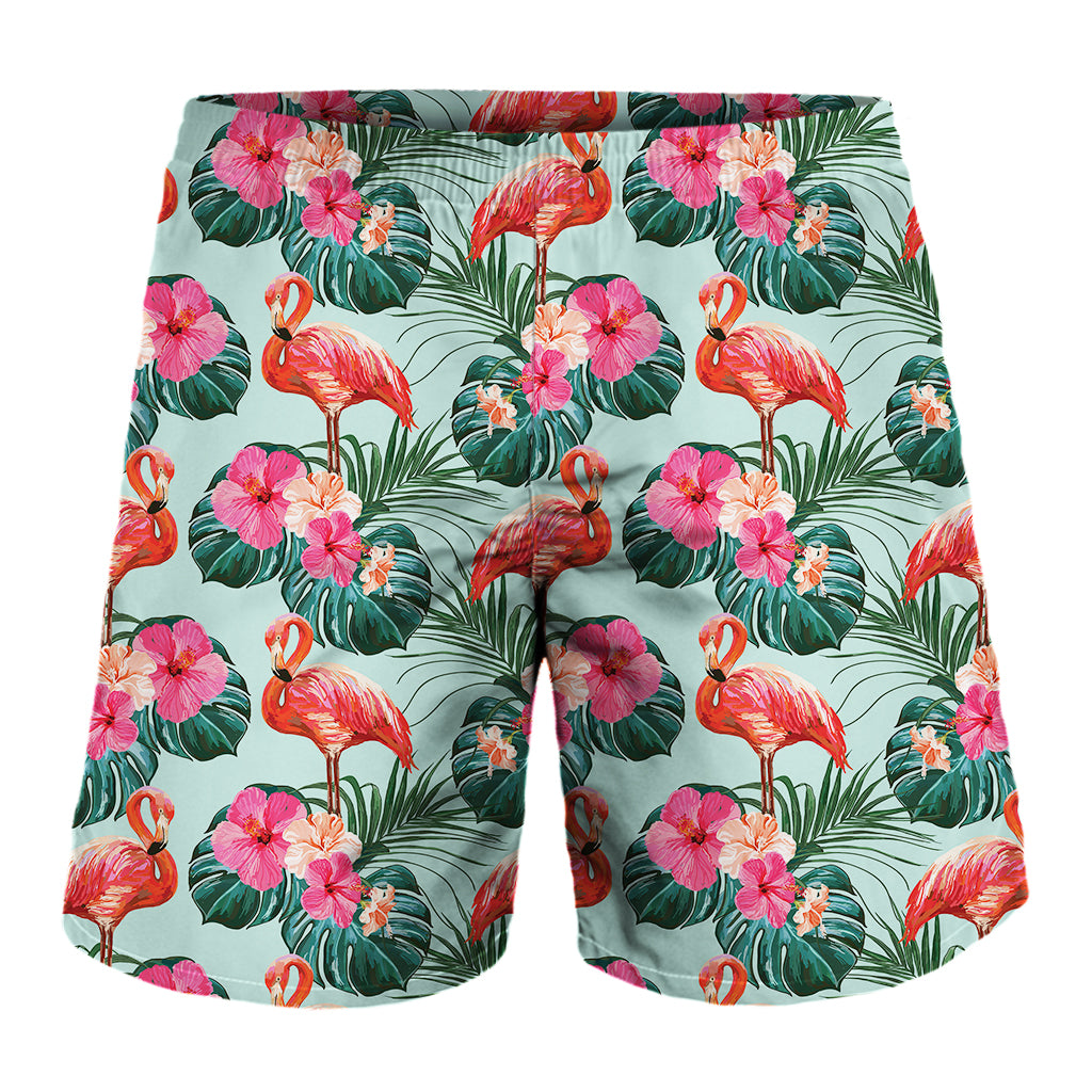 Tropical Floral Flamingo Pattern Print Men's Shorts