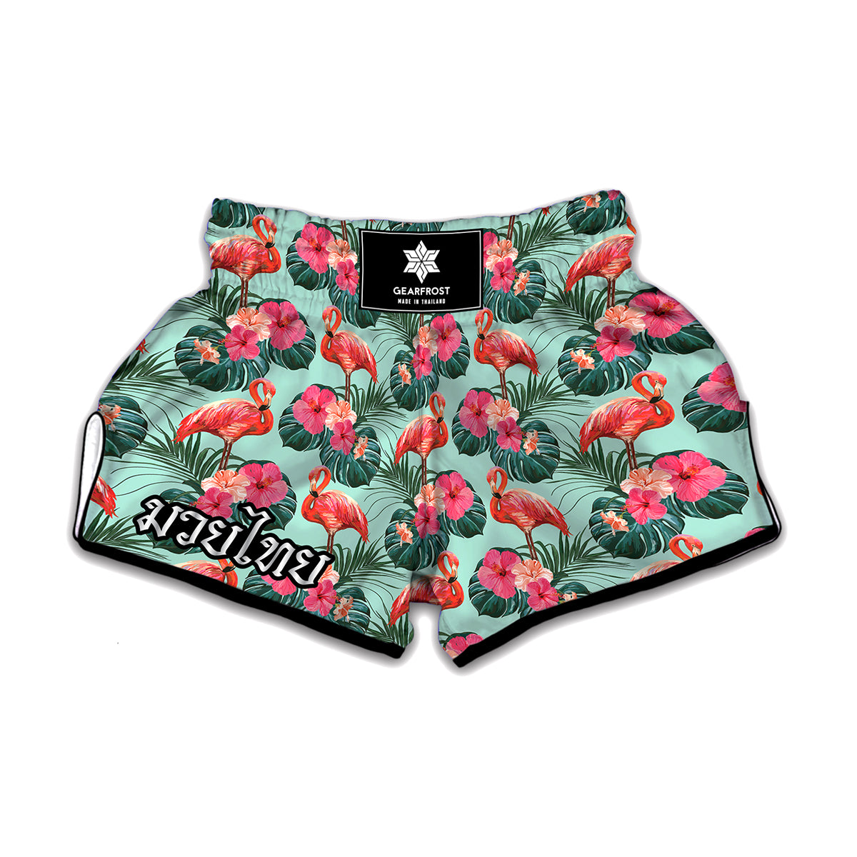 Tropical Floral Flamingo Pattern Print Muay Thai Boxing Shorts