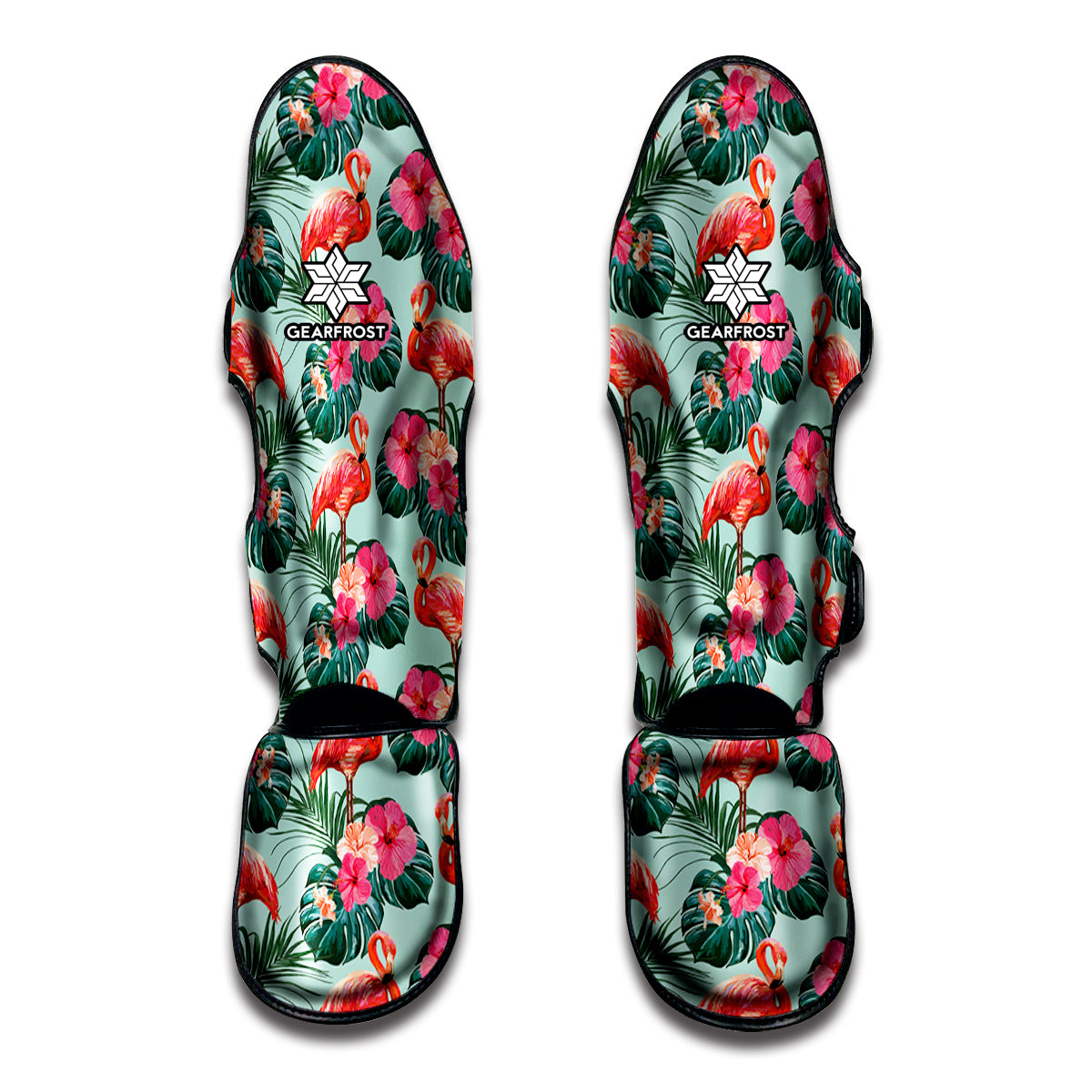 Tropical Floral Flamingo Pattern Print Muay Thai Shin Guards