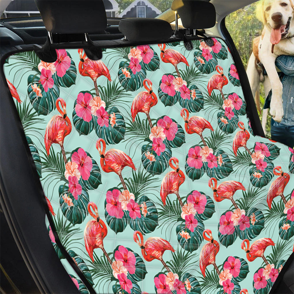 Tropical Floral Flamingo Pattern Print Pet Car Back Seat Cover