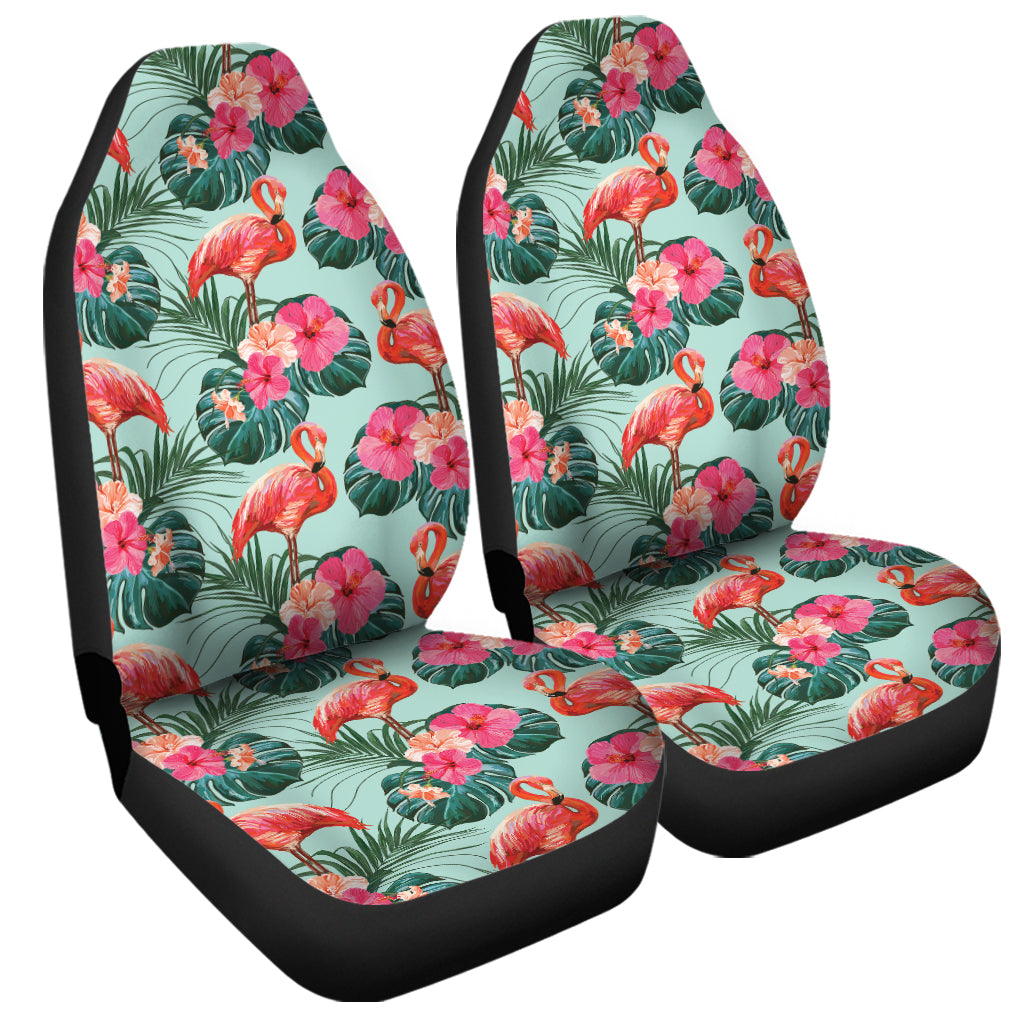 Tropical Floral Flamingo Pattern Print Universal Fit Car Seat Covers