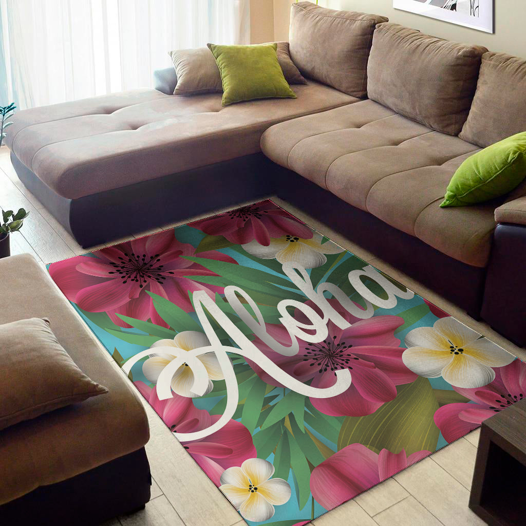 Tropical Flower Aloha Print Area Rug