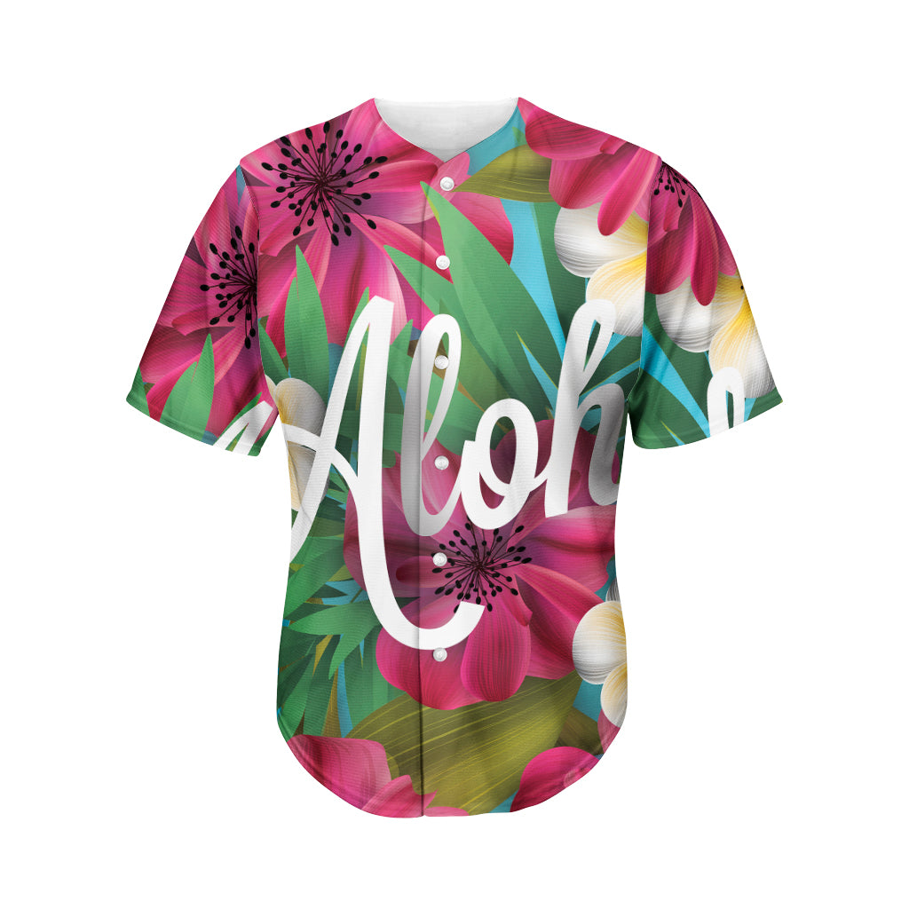 Tropical Flower Aloha Print Men's Baseball Jersey