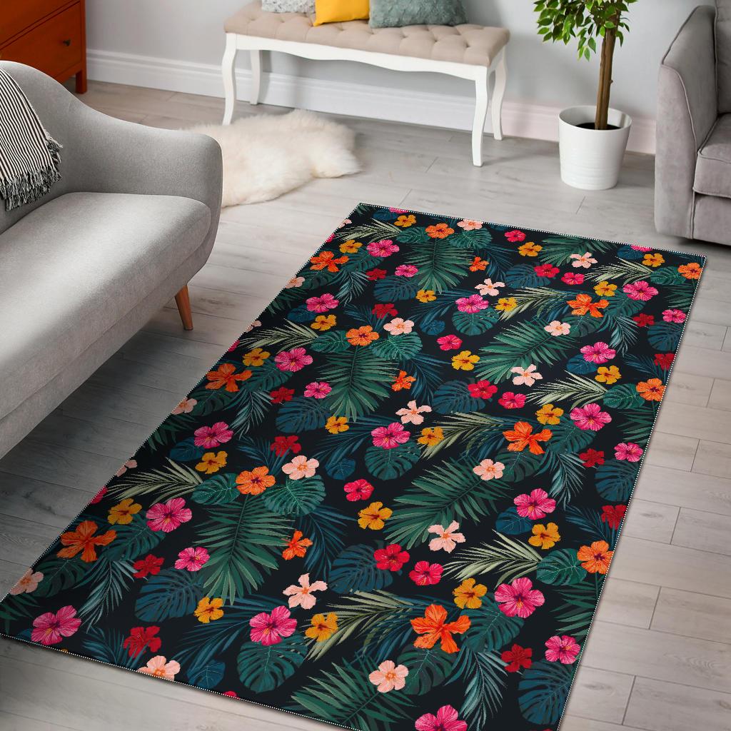 Tropical Flowers Hawaii Pattern Print Area Rug