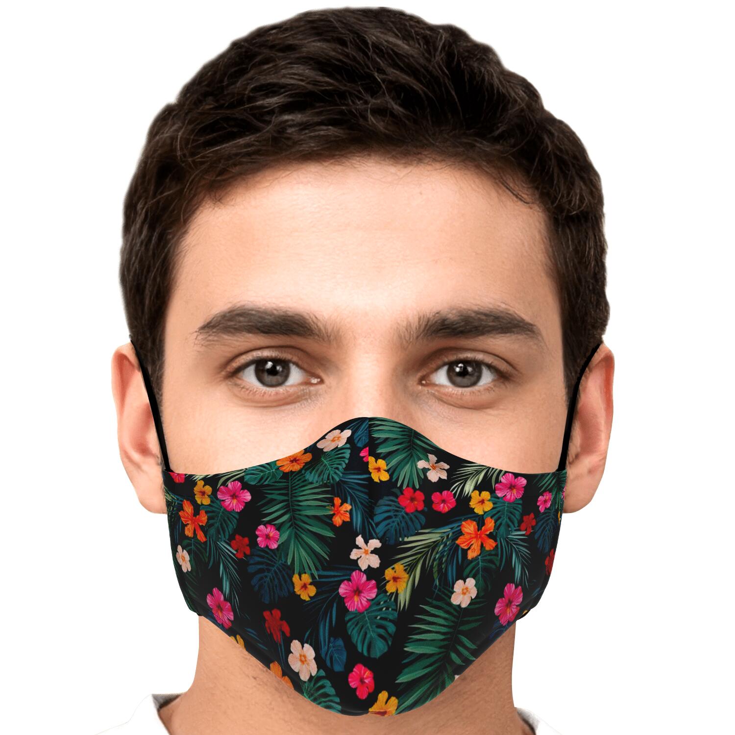 Tropical Flowers Hawaii Pattern Print Face Mask