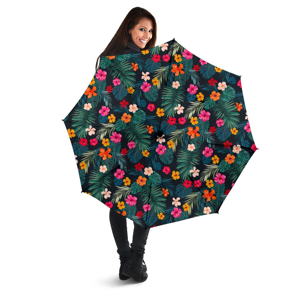 Tropical Flowers Hawaii Pattern Print Foldable Umbrella