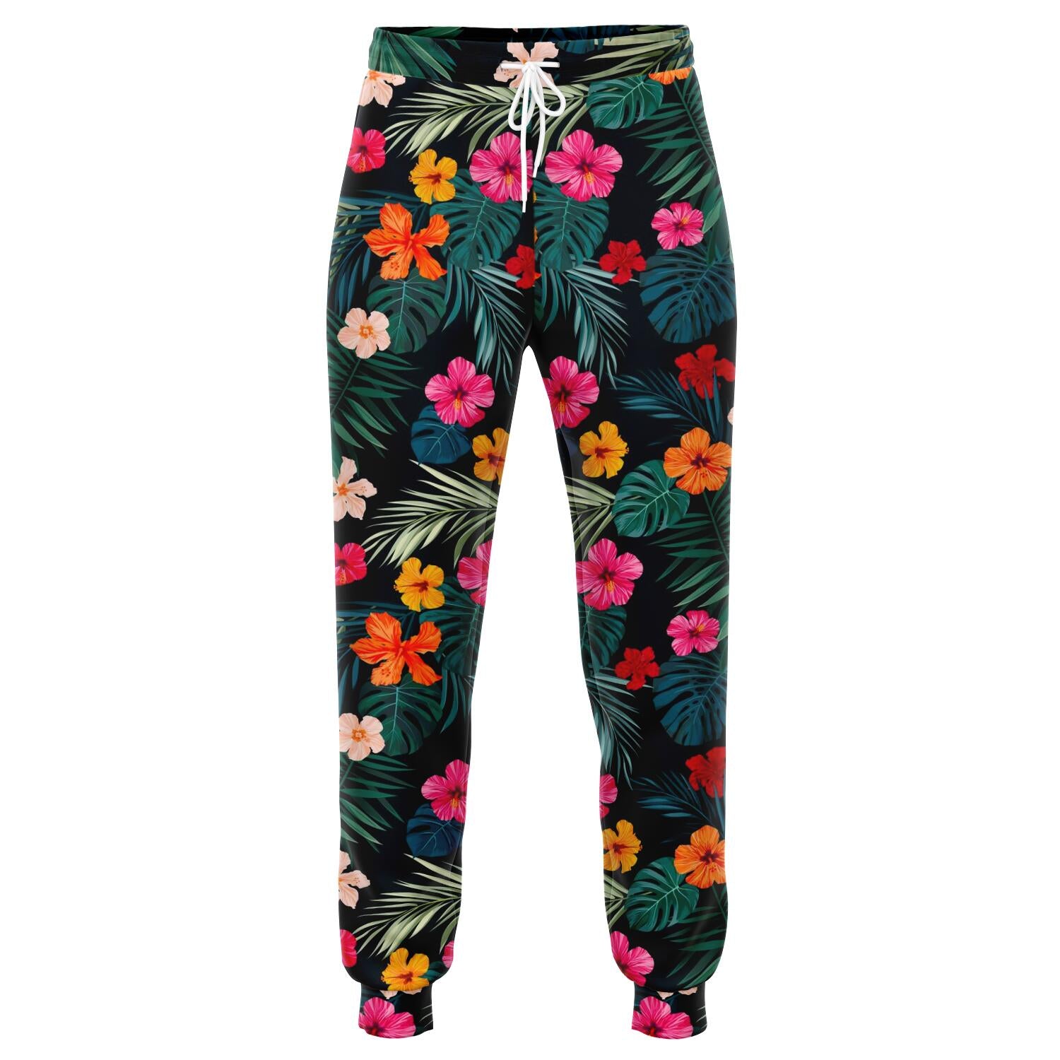 Tropical Flowers Hawaii Pattern Print Jogger Pants