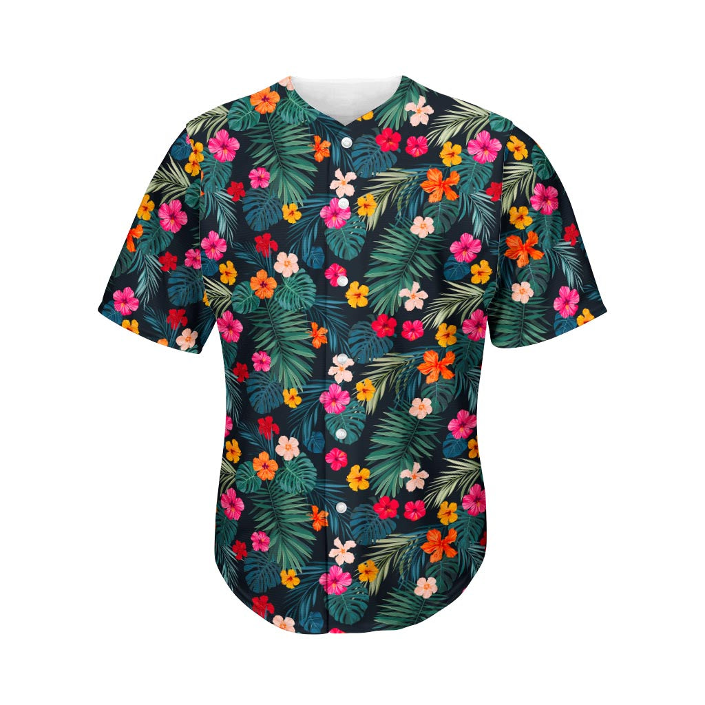 Tropical Flowers Hawaii Pattern Print Men's Baseball Jersey