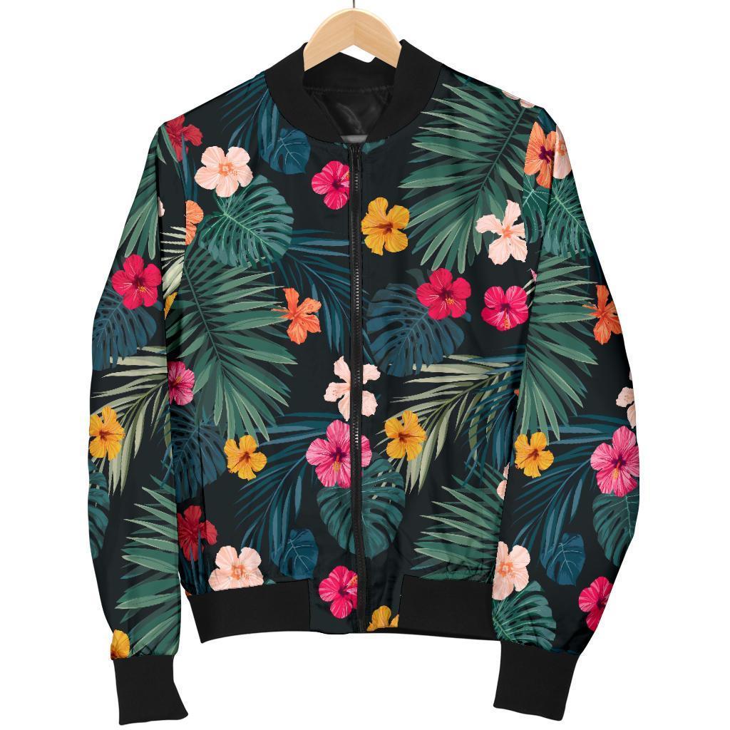 Tropical Flowers Hawaii Pattern Print Men's Bomber Jacket