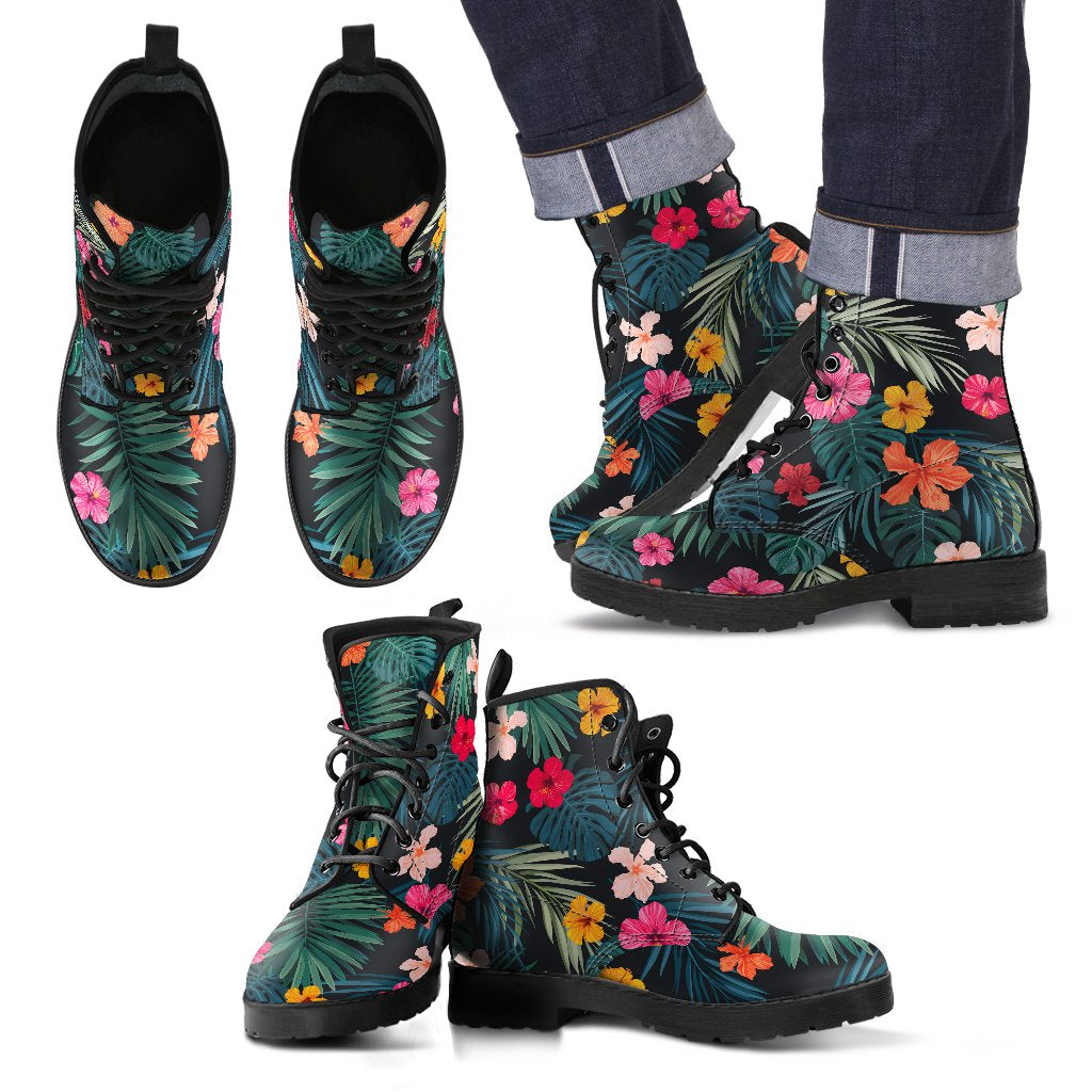 Tropical Flowers Hawaii Pattern Print Men's Boots