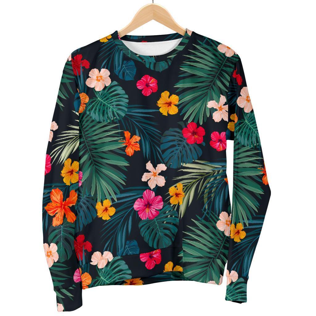 Tropical Flowers Hawaii Pattern Print Men's Crewneck Sweatshirt