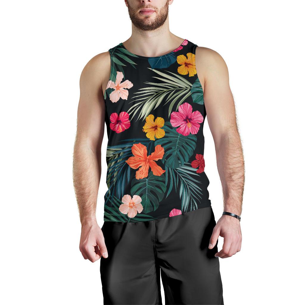 Tropical Flowers Hawaii Pattern Print Men's Tank Top