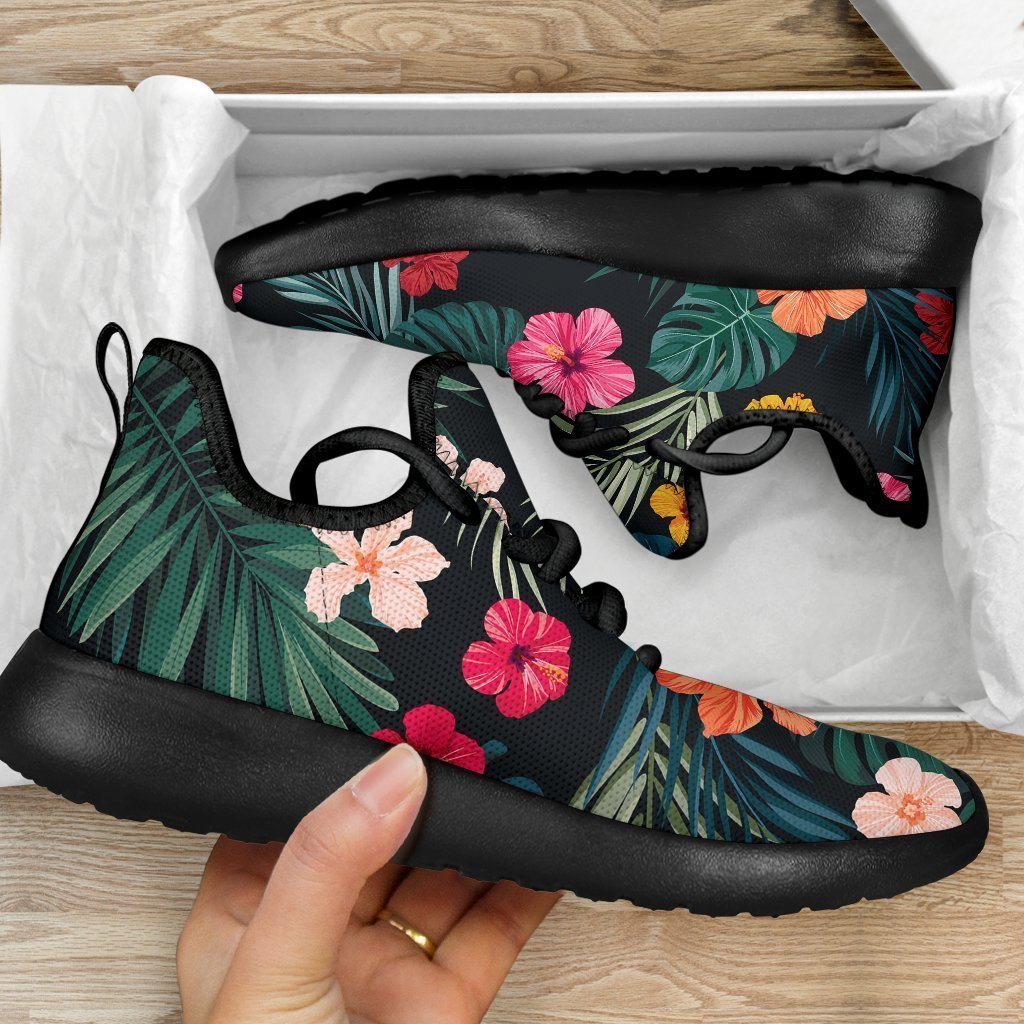 Tropical Flowers Hawaii Pattern Print Mesh Knit Shoes