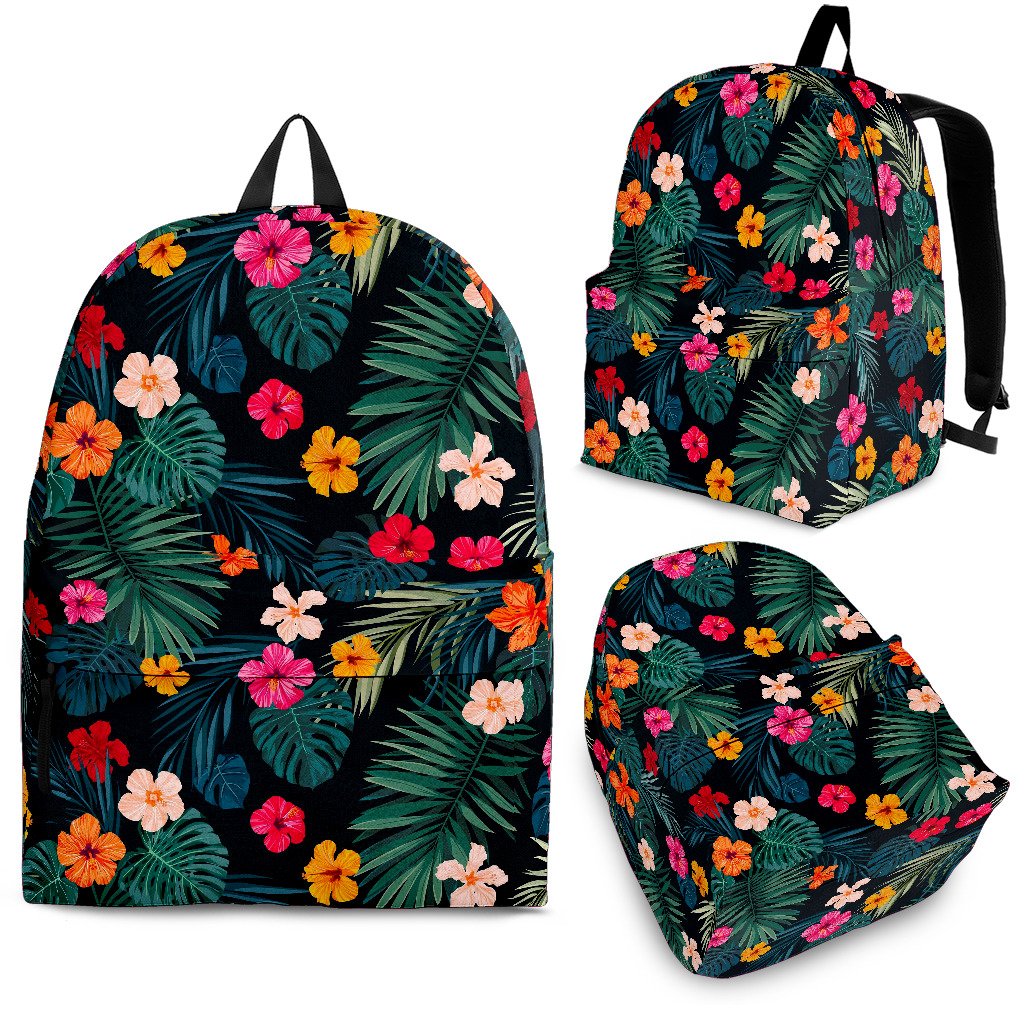 Tropical Flowers Hawaii Pattern Print School Backpack