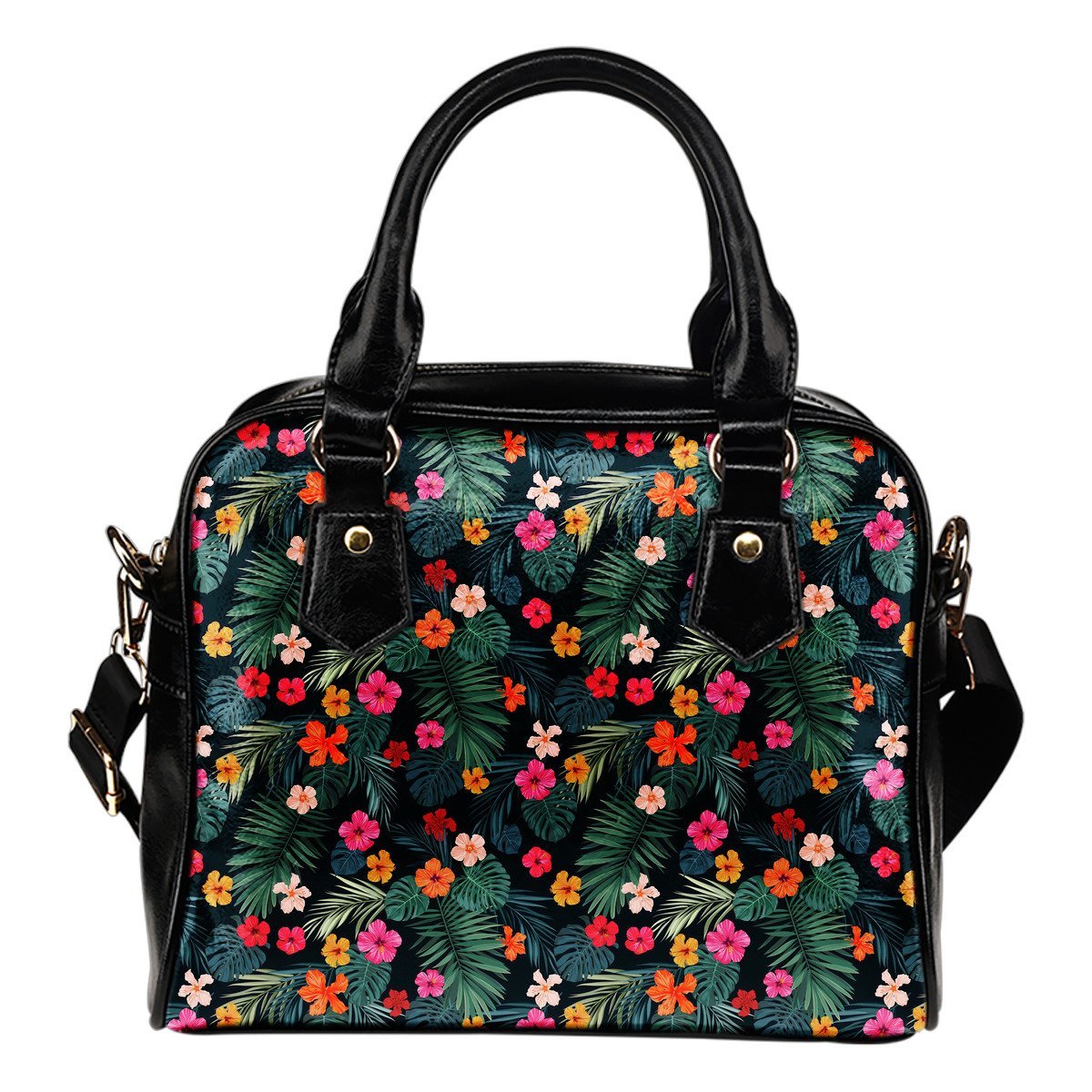 Tropical Flowers Hawaii Pattern Print Shoulder Handbag