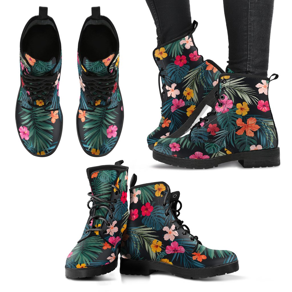 Tropical Flowers Hawaii Pattern Print Women's Boots