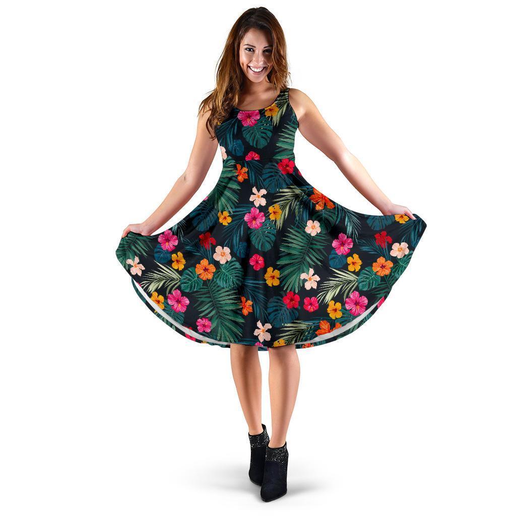 Tropical Flowers Hawaii Pattern Print Women's Dress