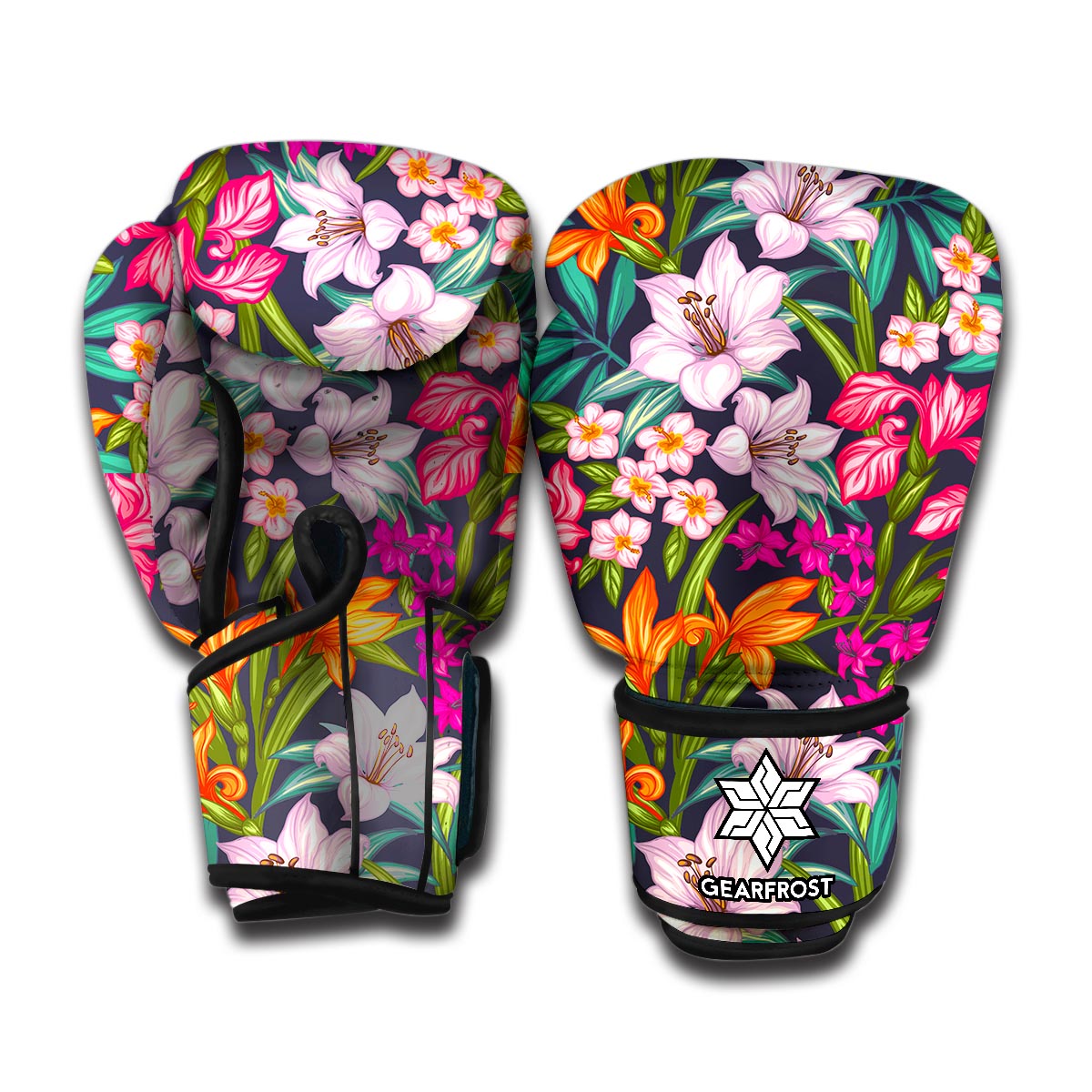 Tropical Flowers Pattern Print Boxing Gloves