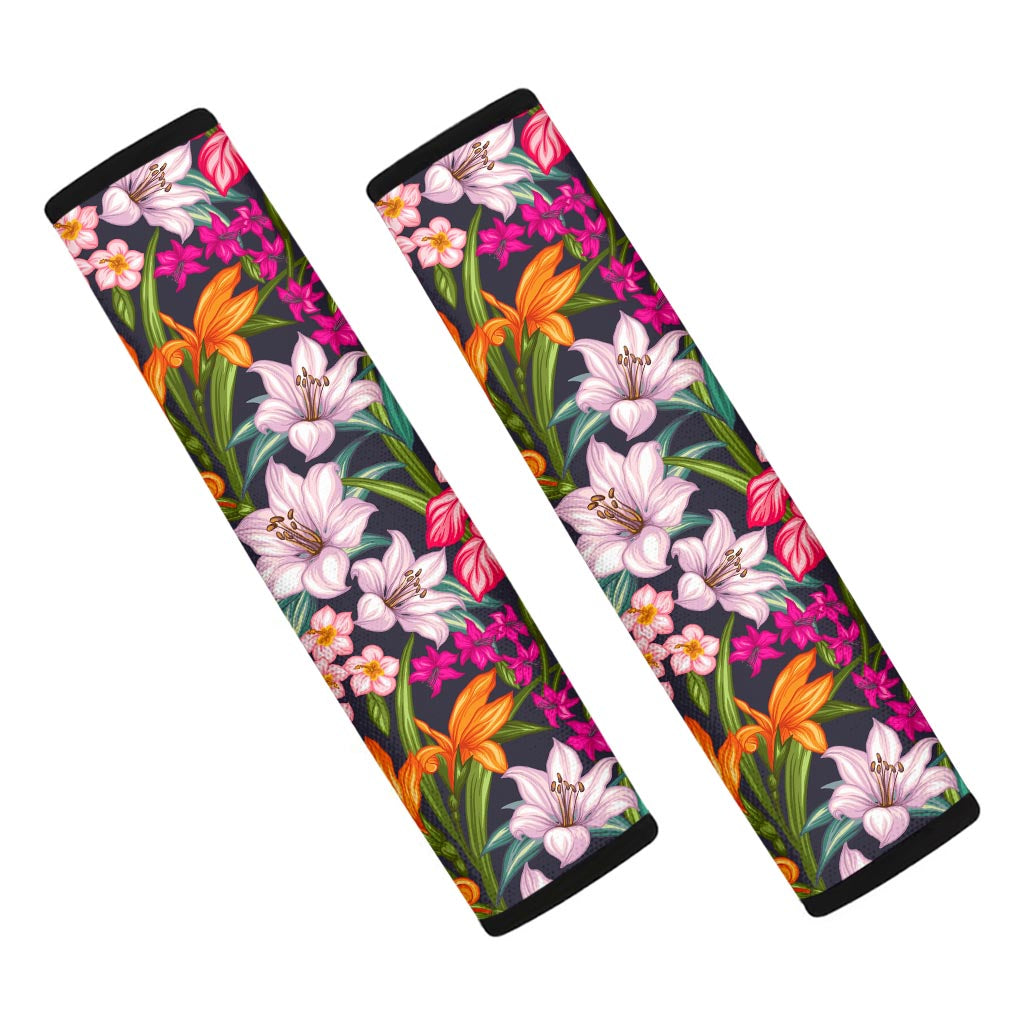 Tropical Flowers Pattern Print Car Seat Belt Covers