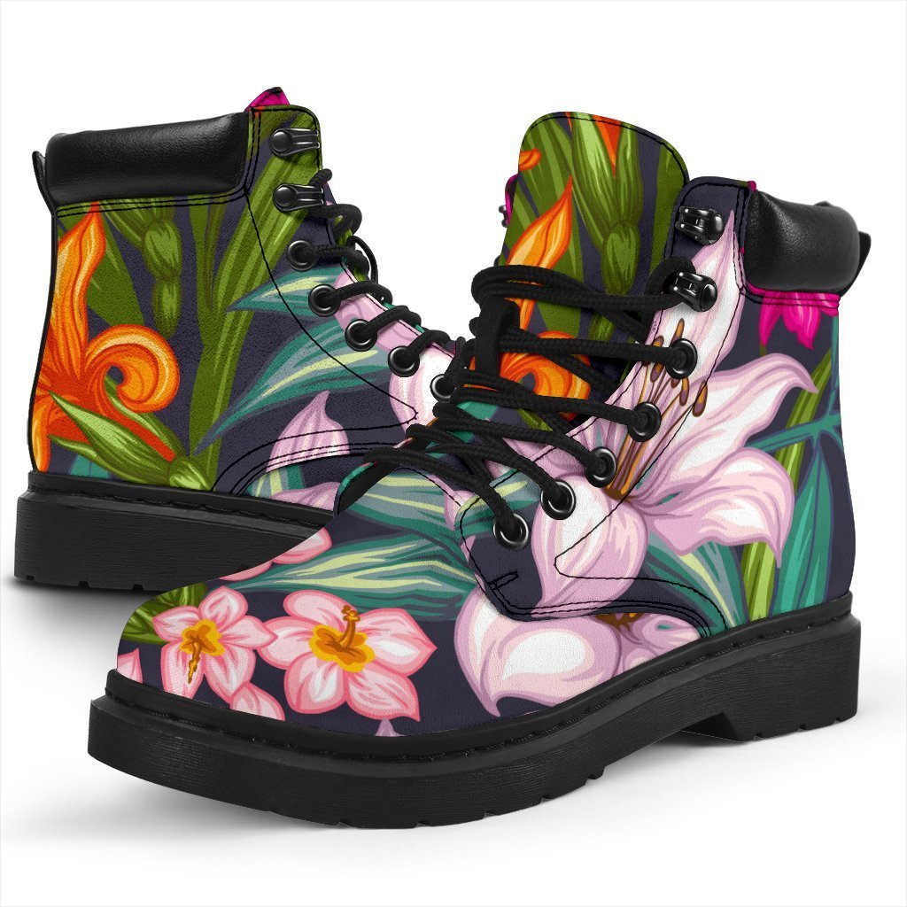 Tropical Flowers Pattern Print Classic Boots