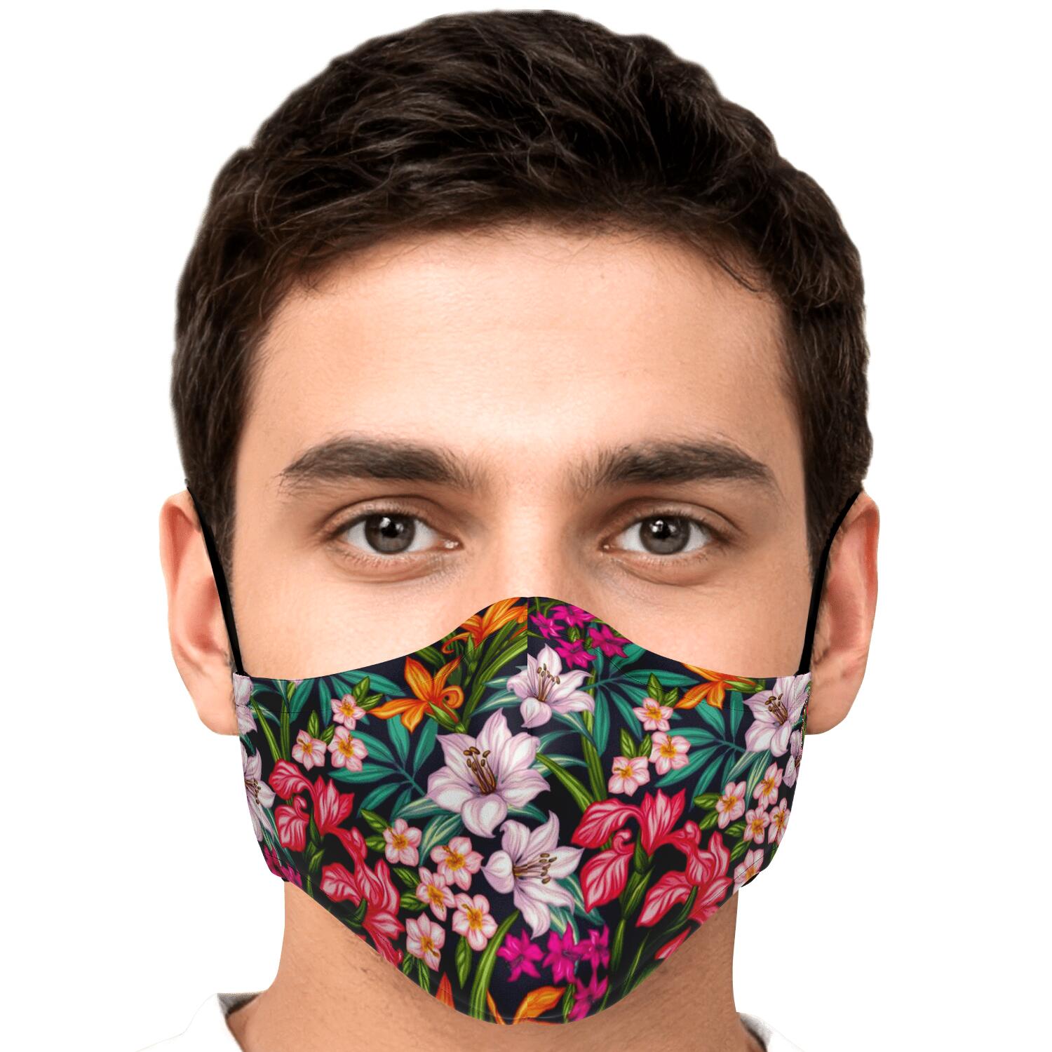 Tropical Flowers Pattern Print Face Mask