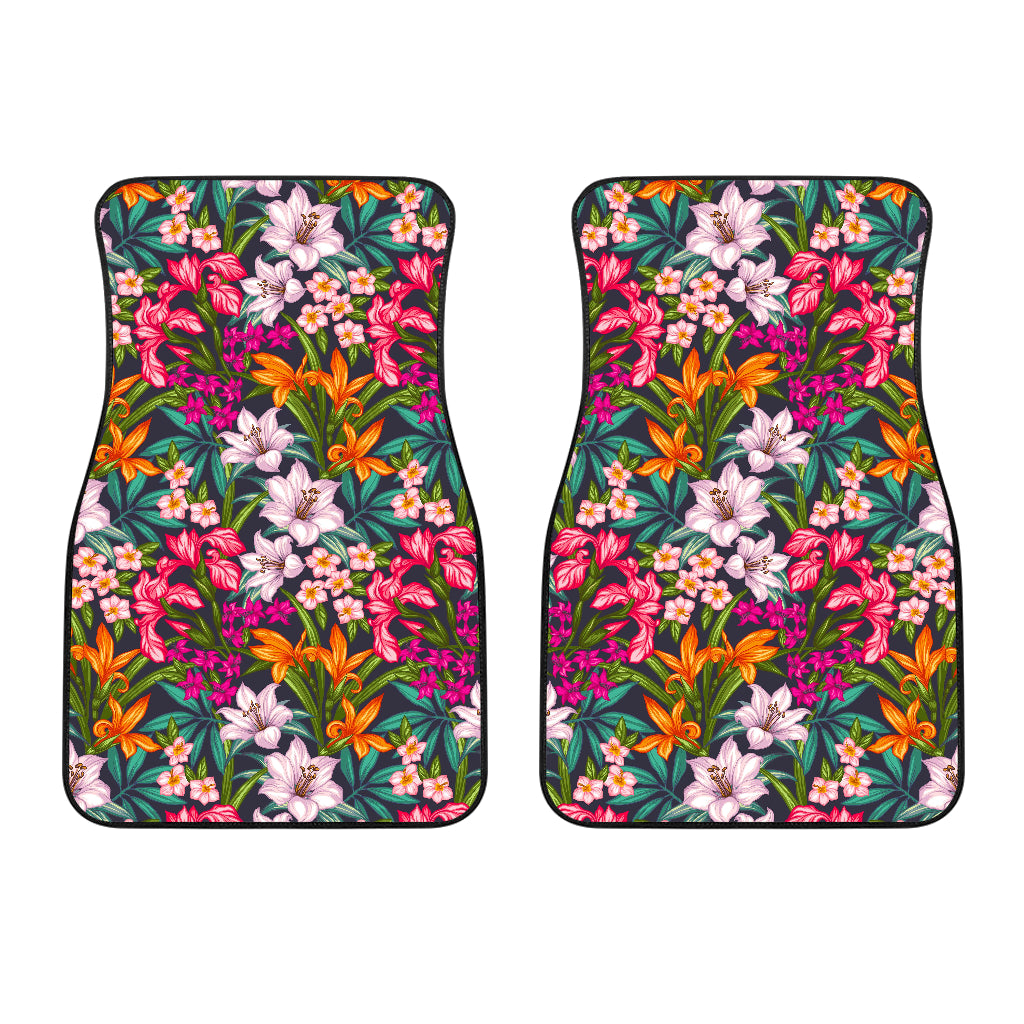 Tropical Flowers Pattern Print Front Car Floor Mats