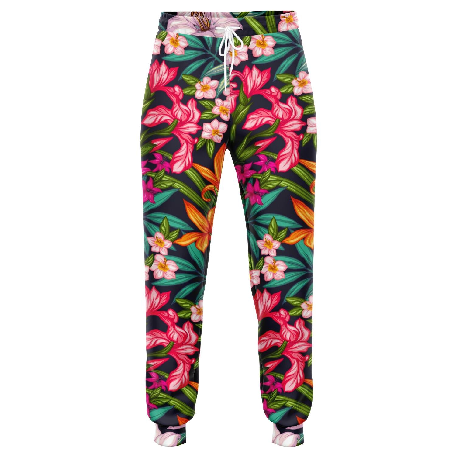 Tropical Flowers Pattern Print Jogger Pants