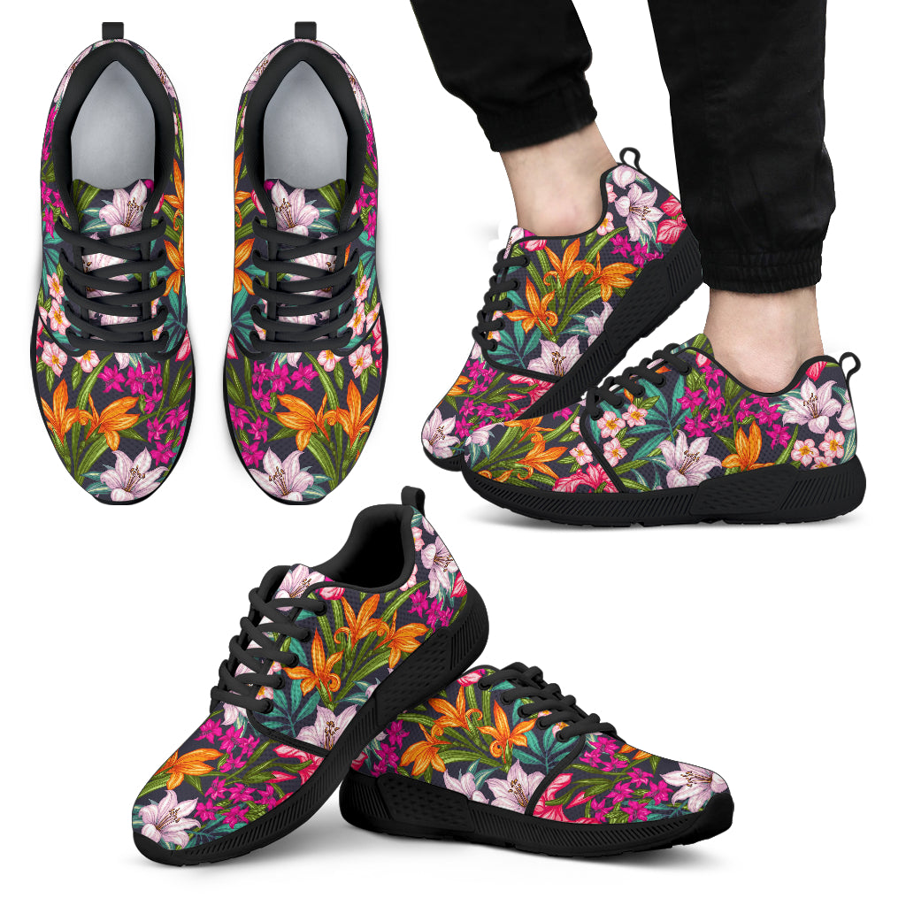 Tropical Flowers Pattern Print Men's Athletic Shoes