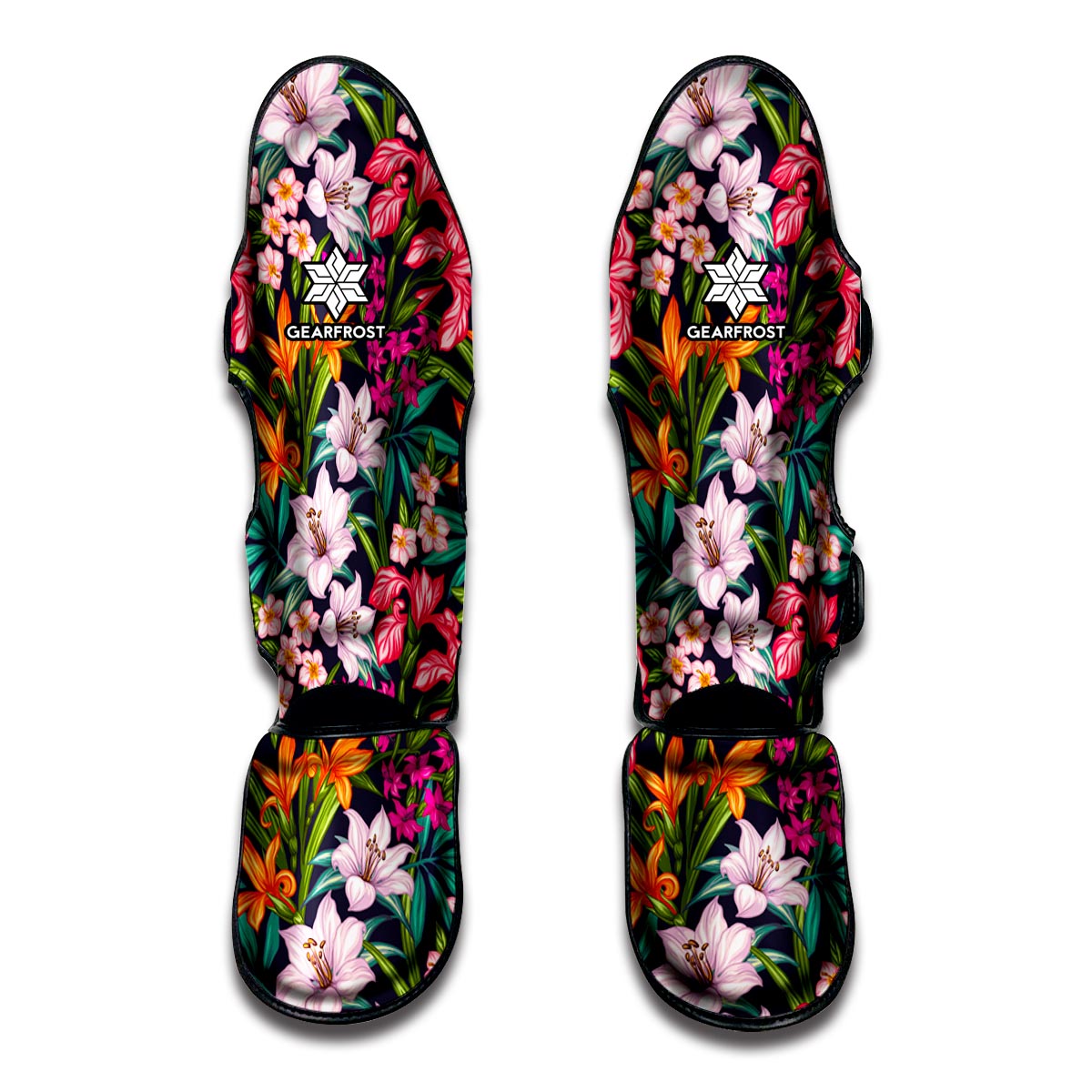 Tropical Flowers Pattern Print Muay Thai Shin Guards