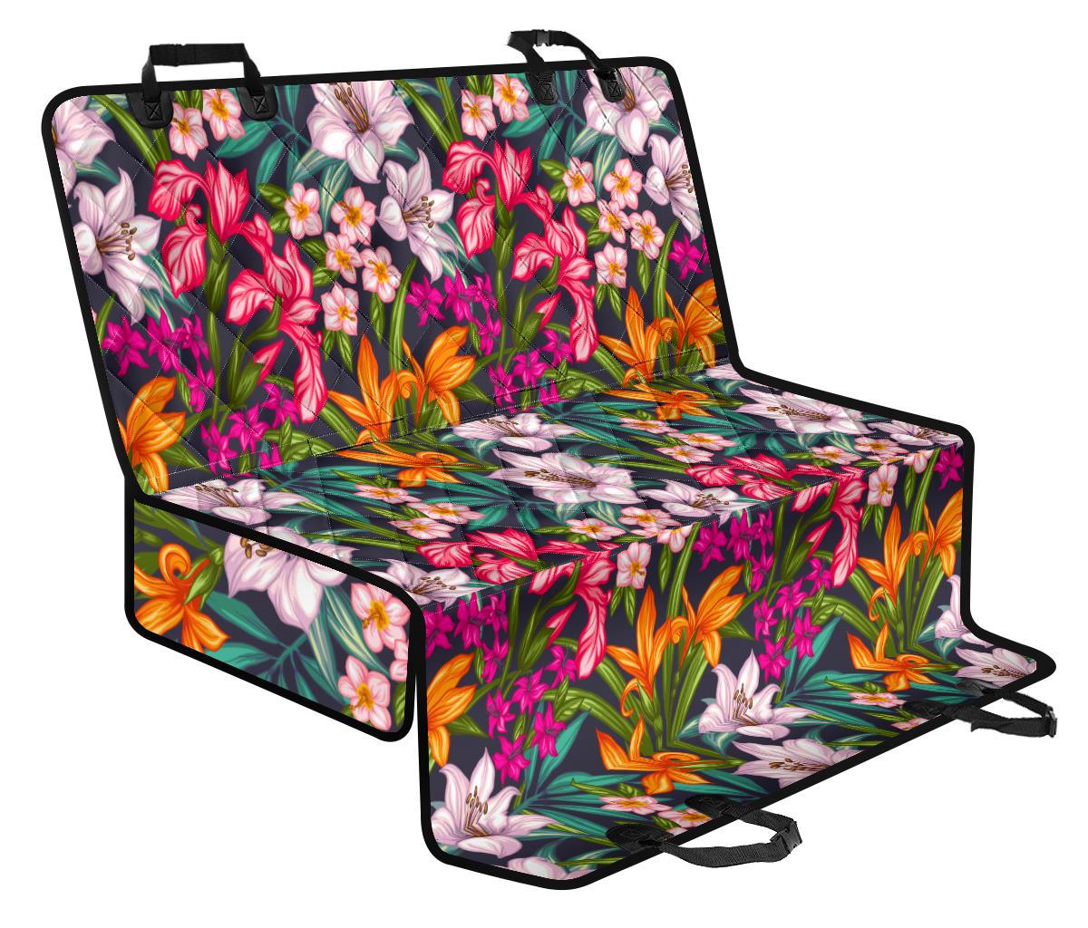 Tropical Flowers Pattern Print Pet Car Back Seat Cover