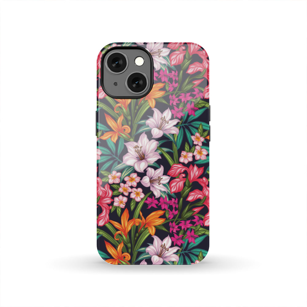 Tropical Flowers Pattern Print Tough Phone Case