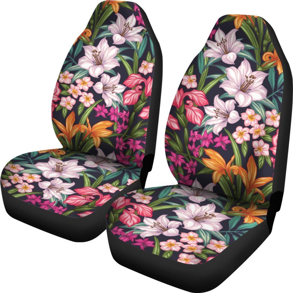 Tropical Flowers Pattern Print Universal Fit Car Seat Covers