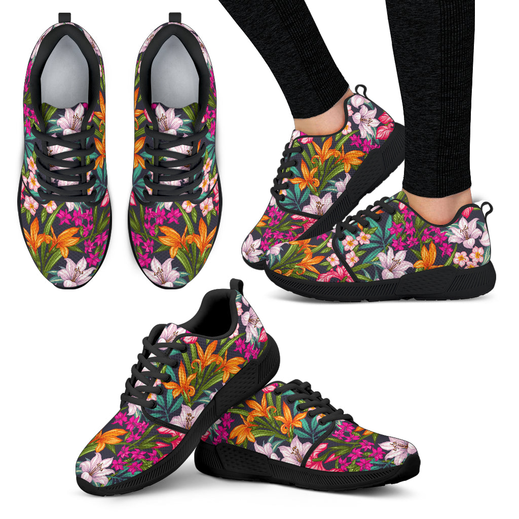 Tropical Flowers Pattern Print Women's Athletic Shoes