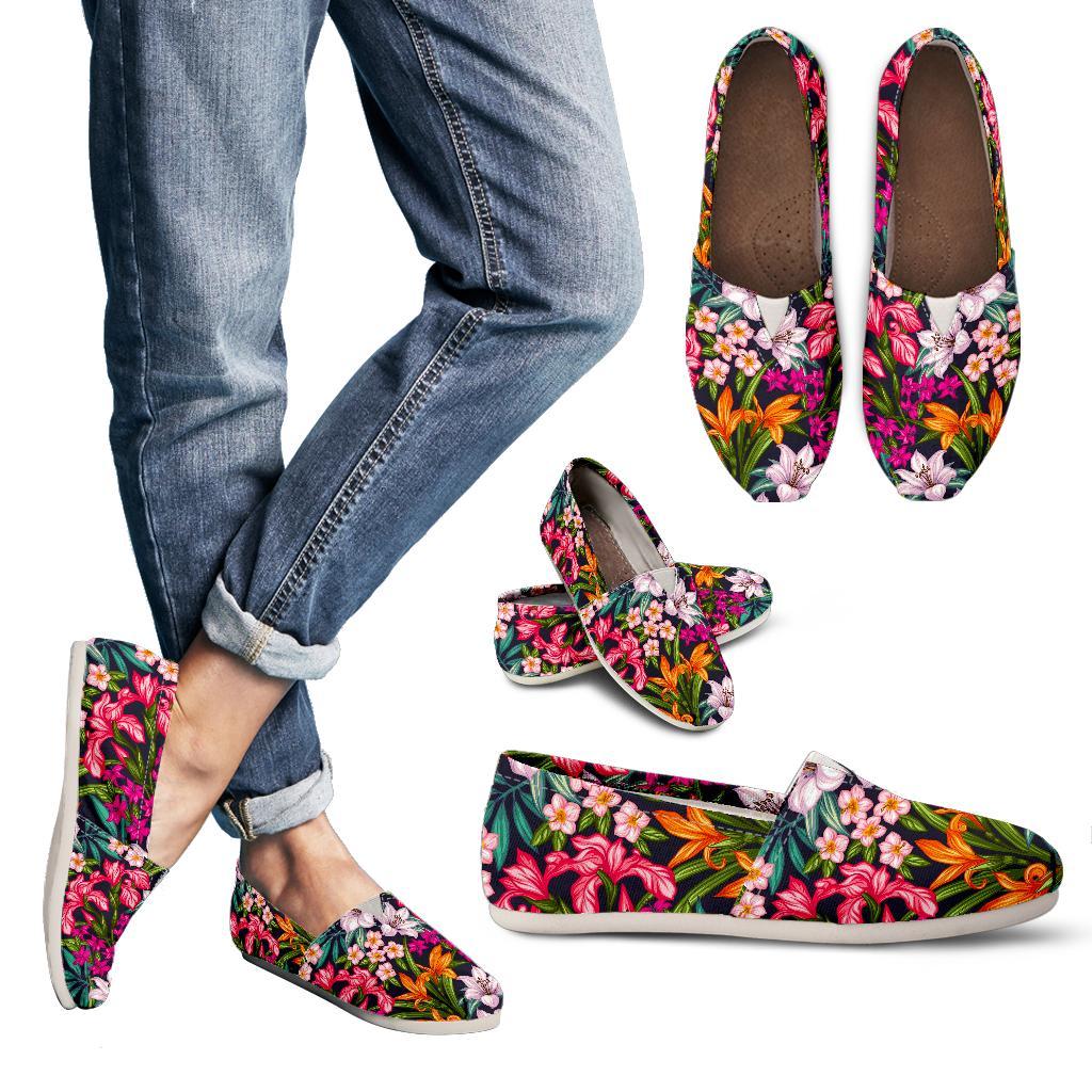 Tropical Flowers Pattern Print Women's Casual Canvas Shoes