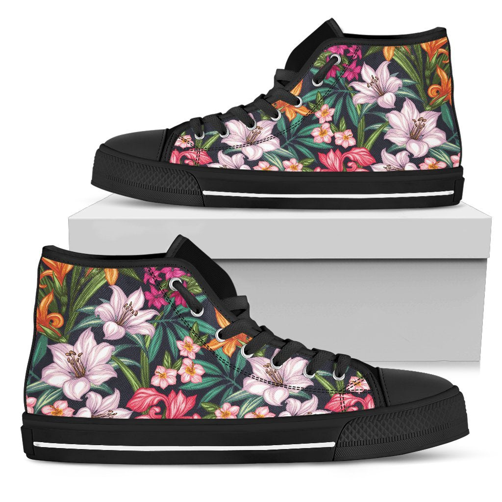 Tropical Flowers Pattern Print Women's High Top Shoes