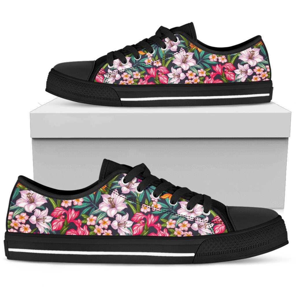 Tropical Flowers Pattern Print Women's Low Top Shoes