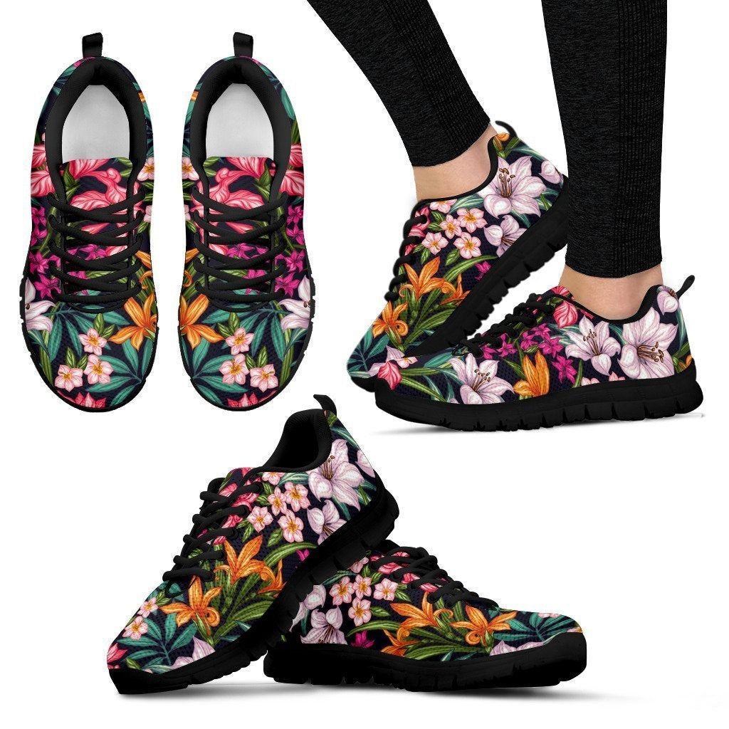 Tropical Flowers Pattern Print Women's Sneakers