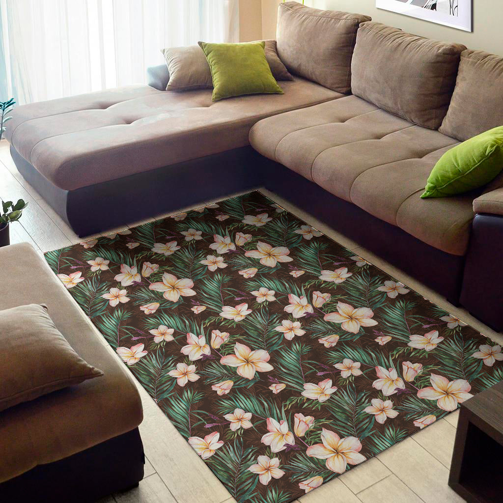 Tropical Frangipani Flower Print Area Rug