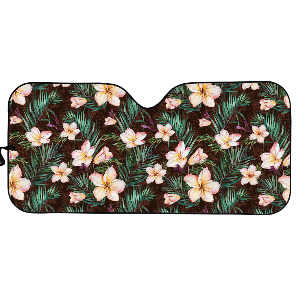 Tropical Frangipani Flower Print Car Sun Shade