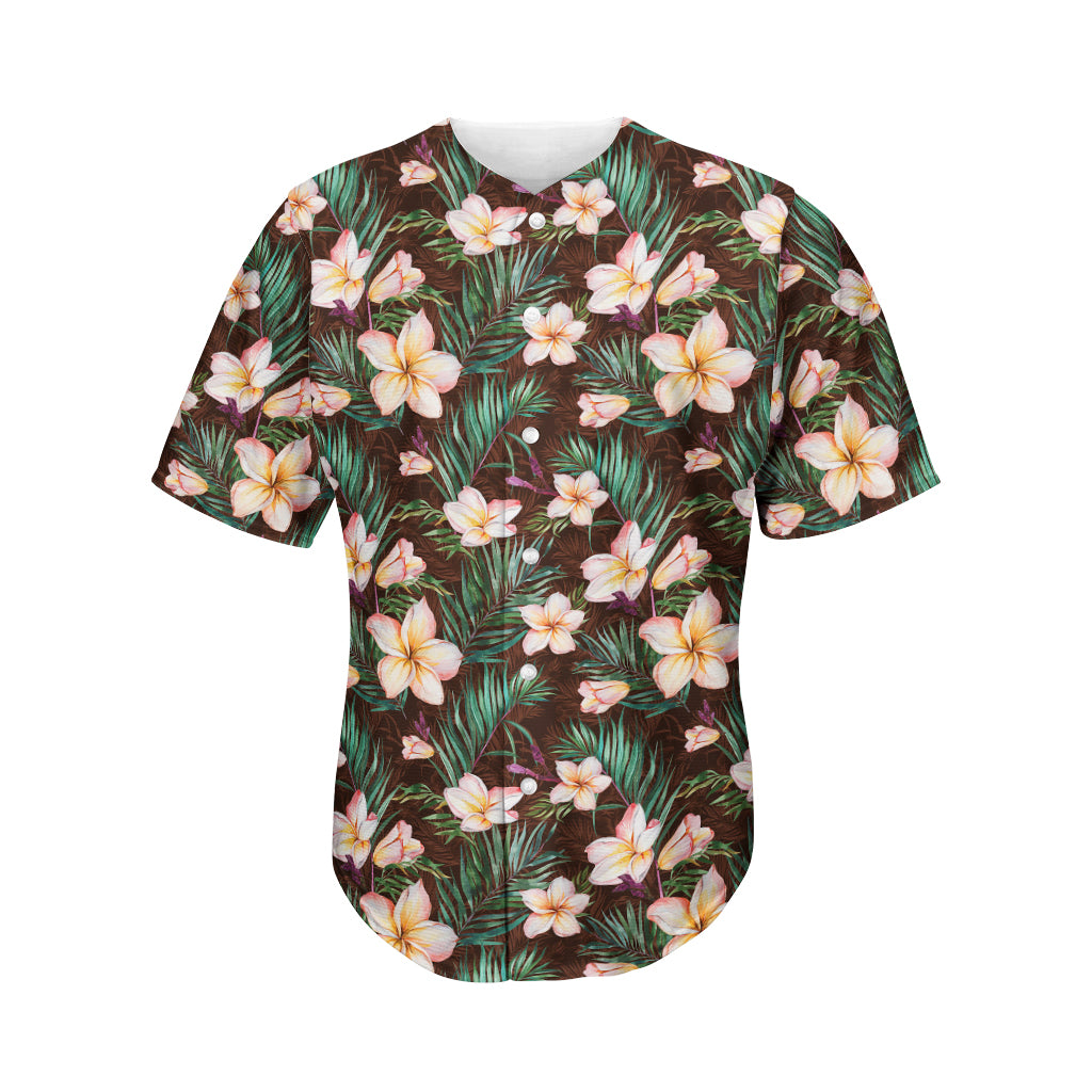 Tropical Frangipani Flower Print Men's Baseball Jersey