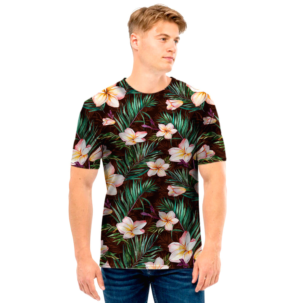 Tropical Frangipani Flower Print Men's T-Shirt